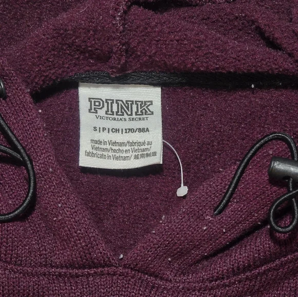 PINK Victoria's Secret Maroon Pull On  Hoodie Women's Size S - Picture 4 of 4